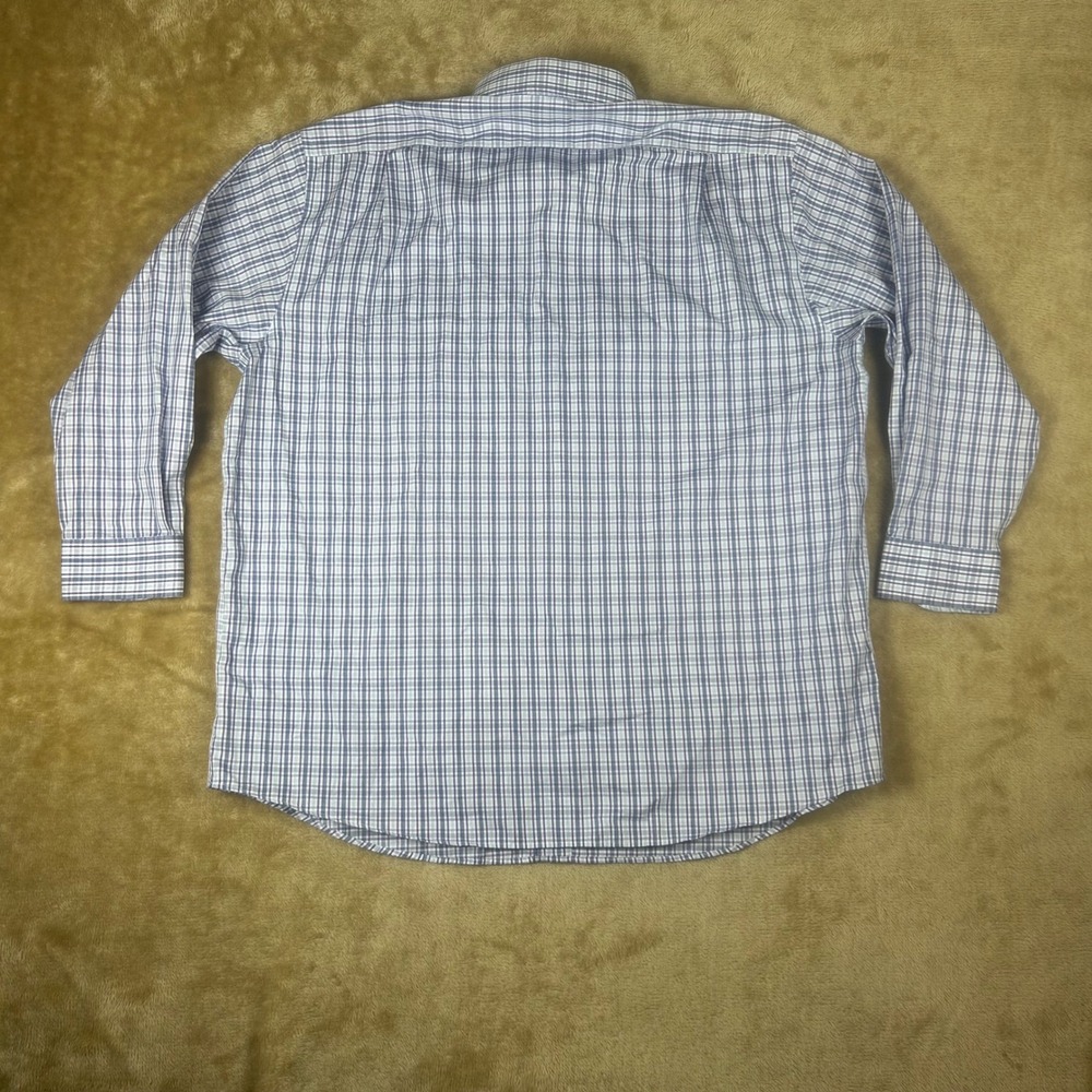MagnaClick Mens XL Plaid Magnetic Closure Dress Shirt Blue Wrinkle Free 17-17.5 - Picture 6 of 8